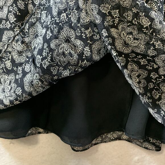 Anne Klein Womens Silk Midi Dress Sz 8 Black Chiffon Floral Flowy Dark Cottage - Picture 10 of 16